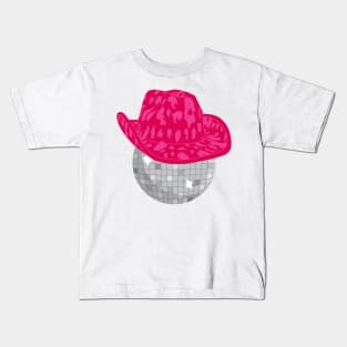 Disco Ball with a Pink Cowboy Hat Kids T-Shirt